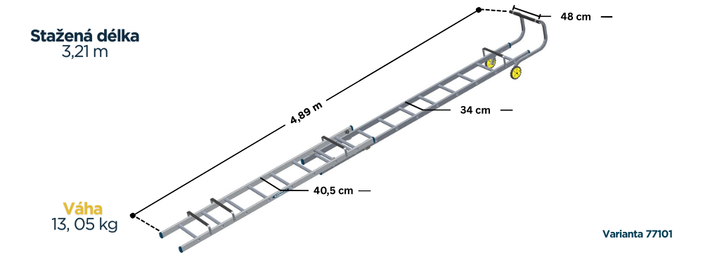 WERNER Stresni zebrik 3,77 m detail 1